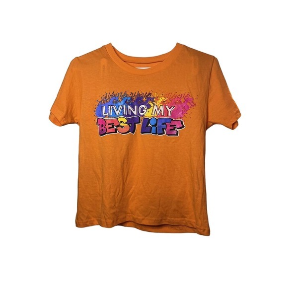 On Fire Orange “Living My Best Life” Women’s Top, Small, Short Sleeve - Picture 2 of 3